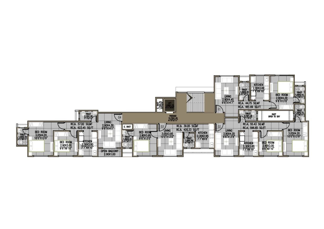 BUILDING NO 2 TYPICAL FLOOR PLAN  (1st To 7th FLOOR)